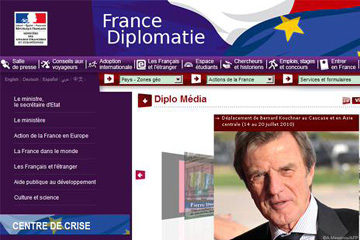Le site web officiel du minist&egrave;re fran&ccedil;ais des AE. reproduit