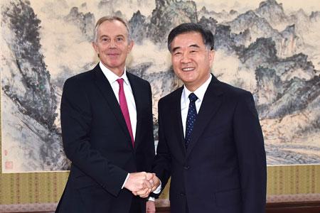 Le vice-Premier ministre chinois Wang Yang rencontre Tony Blair