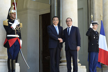 France/Chine : rencontre entre le président François Hollande et le Premier ministre Li Keqiang