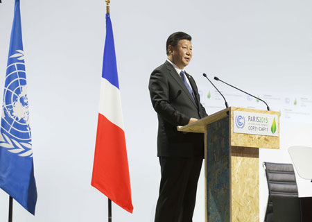 COP21 : Xi Jinping invite les pays développés à honorer leurs promesses en matière 
de financement et de transfert technologique
