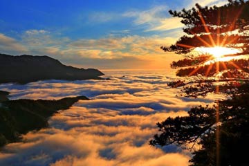 Chine: paysages de la mer de nuages au mont Lu
