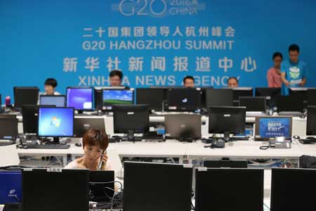 Centre des médias pour le sommet du G20 à Hangzhou