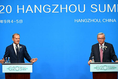 G20 : le sommet de Hangzhou offre l'opportunité de relancer l'économie mondiale (dirigeants 
de l'UE)