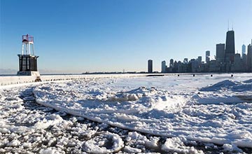 Etats-Unis : lac gelé à Chicago