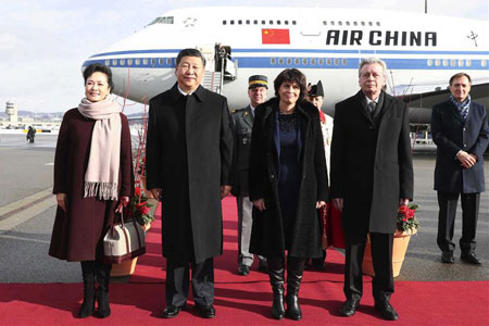 Le premier jour de la visite en Suisse du président chinois Xi Jinping