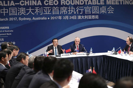La Chine et l'Australie doivent développer l'ouverture et l'interactivité de leurs 
marchés respectifs, selon le PM chinois