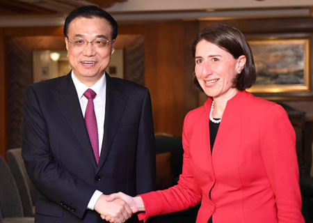 Le Premier ministre chinois demande le renforcement de la coopération avec la Nouvelle-Galles 
du Sud