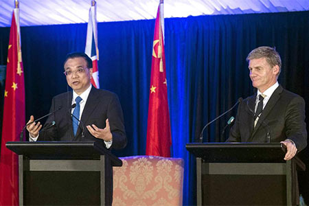 La Chine et la Nouvelle-Zélande décident de discuter bientôt de l'amélioration de 
leur accord de libre-échange