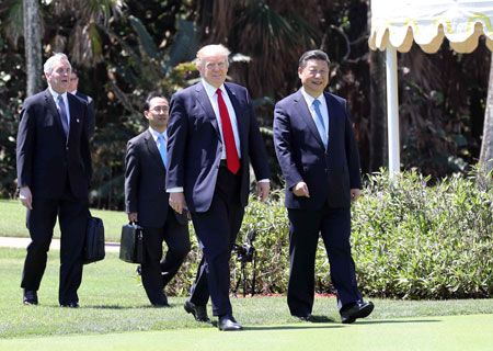 Xi Jinping et Donald Trump s'engagent à élargir la coopération mutuellement bénéfique 
et à concilier leurs différends