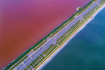 Chine: lacs salés colorés au Shanxi