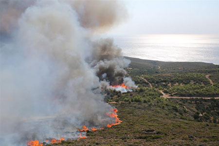 Grèce : feux de forêts sur l'île de Kythera