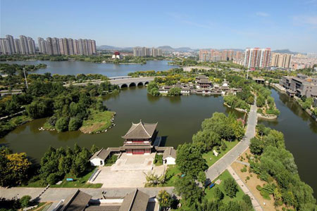 Chine : vue panoramique de la ville de Zaozhuang au Shandong
