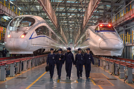 Chine : maintenance de trains à grande vitesse dans l'est