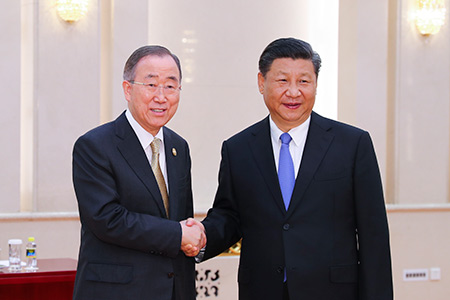 Le président chinois rencontre le président du FBA Ban Ki-moon