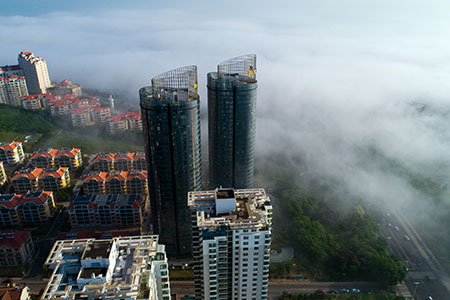 Chine: brouillard d'advection à Yantai