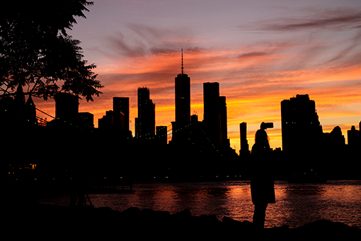 Etats-Unis: coucher du soleil à New York