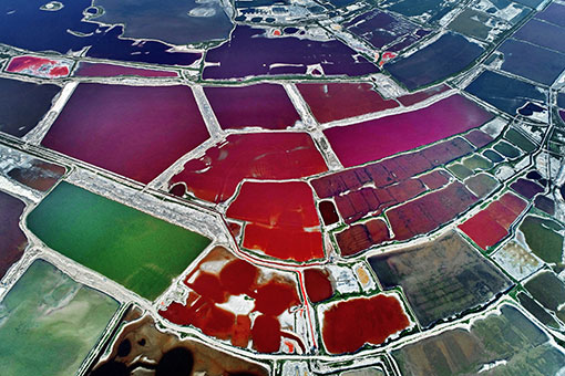 Chine: lac salé coloré à Yuncheng