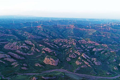 Chine : paysage d'un parc géologique national dans le Ningxia