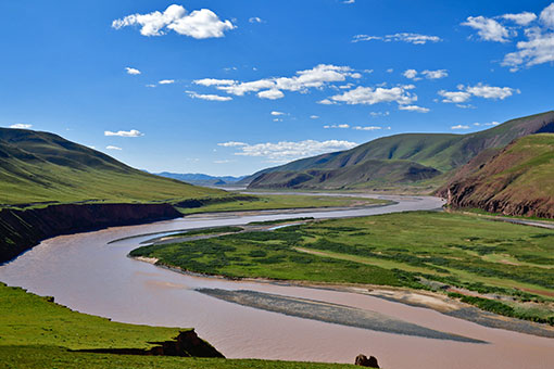 Chine: paysage de la rivière Tongtian au Qinghai