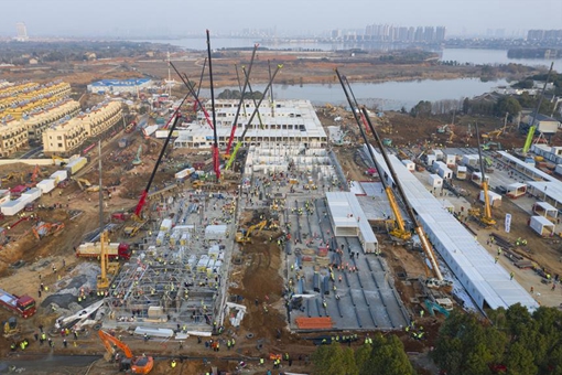 (2019-nCoV) Chine : chantier de l'Hôpital Huoshenshan à Wuhan
